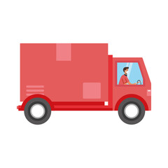 Wall Mural - Isolated man with mask on delivery truck vector design