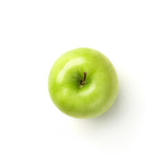 Wall Mural - Fresh green apple isolated on white background. Green Fruits, top view, flat lay