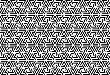 Poster - Triangle maze, labyrinth patter, black and white mosaic pattern, wrapping, textile, wallpaper, web, background