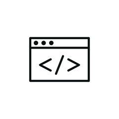 Programming, coding, computer language flat line vector icon for mobile application, button and website design. Illustration isolated on white background. EPS 10 design, logo, app, infographic,