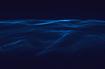 Poster - Abstract polygonal space low poly dark background with connecting dots and lines.