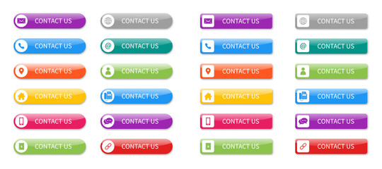 set icons of contact us button Isolated on white background. Vector Illustration.