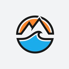 Sticker - mountain and ocean vector template logo