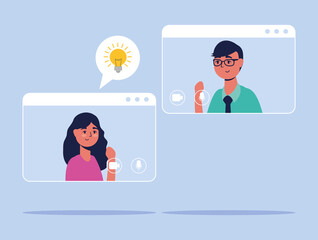 Sticker - couple in virtual conference communication templates