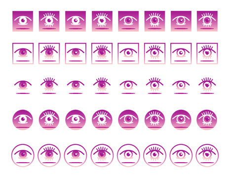 Auge, Icon-Set, pink-rosé, Vektor