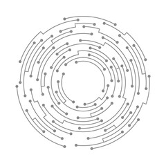 Poster - abstract circuit board. vector technology background. round shape consisting of dots and lines