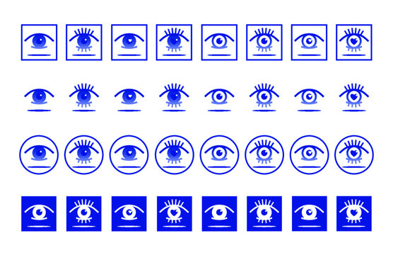 Auge, Icon-Set, blau, Vektor