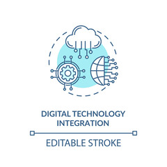 Digital technology integration turquoise concept icon. Digital transformation for education. Electronics idea thin line illustration. Vector isolated outline RGB color drawing. Editable stroke