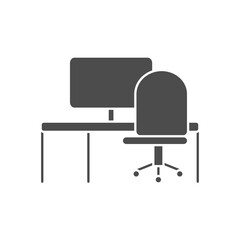 Wall Mural - office chair and desk with computer, silhouette style