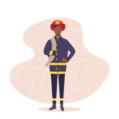 Poster - afro fire fighter essential worker character