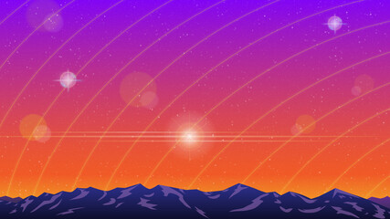 Peaceful Night Star Background with Mountains-Sunset