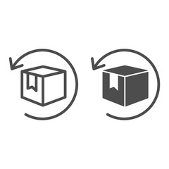 Poster - Box with arrow line and solid icon, logistics concept, commodity turnover sign on white background, return and relocation of goods icon in outline style for mobile and web design. Vector graphics.