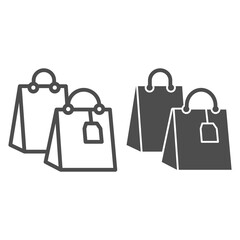 Poster - Shopping bag with tag line and solid icon, shopping concept, two shopping bag sign on white background, Packages icon in outline style for mobile concept and web design. Vector graphics.