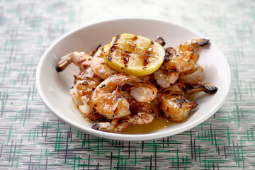 Grilled Shrimp in White Bowl