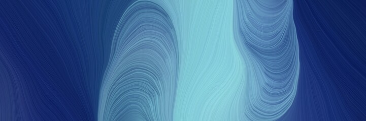 Poster - soft artistic art design graphic with modern soft swirl waves background design with midnight blue, sky blue and cadet blue color