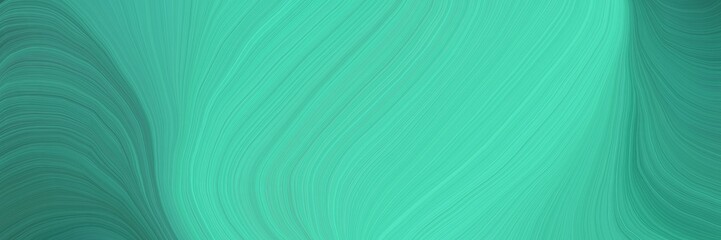 Poster - soft creative waves graphic with modern soft swirl waves background illustration with medium turquoise, teal blue and blue chill color