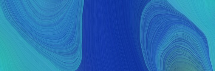 Poster - soft abstract artistic waves graphic with modern soft swirl waves background illustration with steel blue, light sea green and strong blue color