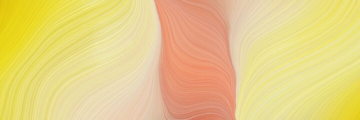 Poster - soft creative waves graphic with abstract waves illustration with khaki, pale golden rod and vivid orange color