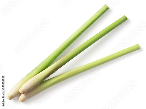 Fotografía fresh lemongrass stems isolated on white background, top view