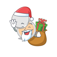 Wall Mural - Cartoon design of jar powder makeup Santa having Christmas gift