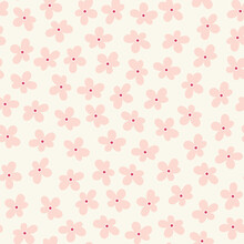 Floral Pattern Background. Vector Tossed Seamless Repeat Of Small Pink Flowers.
