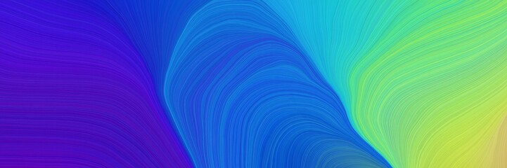 Poster - colorful vibrant abstract art waves graphic with abstract waves illustration with pastel green, strong blue and medium aqua marine color