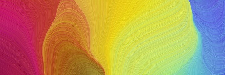 Aufkleber - colorful vibrant abstract artistic waves graphic with contemporary waves design with dark khaki, pastel orange and corn flower blue color