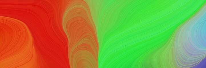 Poster - colorful vibrant abstract art waves graphic with curvy background design with coffee, pastel green and lime green color