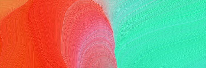 Poster - colorful vibrant creative waves graphic with contemporary waves design with tomato, turquoise and sky blue color