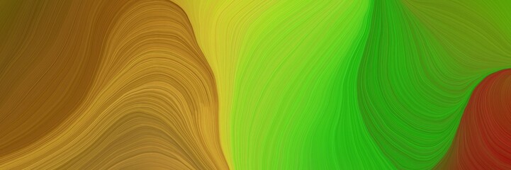 Leinwandbilder - colorful vibrant creative waves graphic with modern soft curvy waves background design with olive, brown and forest green color