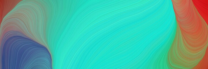 Poster - colorful vibrant abstract artistic waves graphic with curvy background illustration with medium turquoise, moderate red and turquoise color