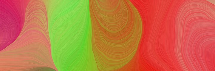 Poster - colorful vibrant abstract art waves graphic with modern soft curvy waves background illustration with moderate red, moderate green and peru color