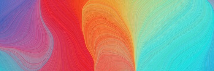 Aufkleber - colorful vibrant artistic art design graphic with modern curvy waves background design with indian red, turquoise and medium aqua marine color