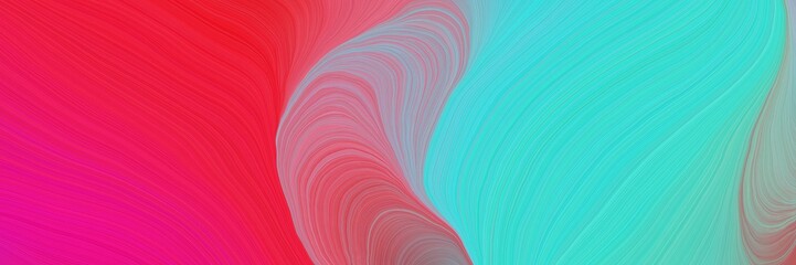 Aufkleber - colorful vibrant abstract artistic waves graphic with contemporary waves illustration with turquoise, crimson and medium aqua marine color