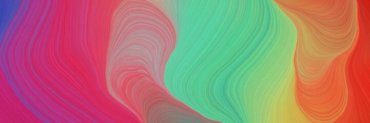 Poster - colorful vibrant artistic art design graphic with modern soft curvy waves background illustration with moderate pink, pastel green and medium sea green color
