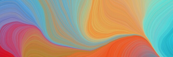 Poster - colorful vibrant background graphic with abstract waves design with rosy brown, peru and medium turquoise color