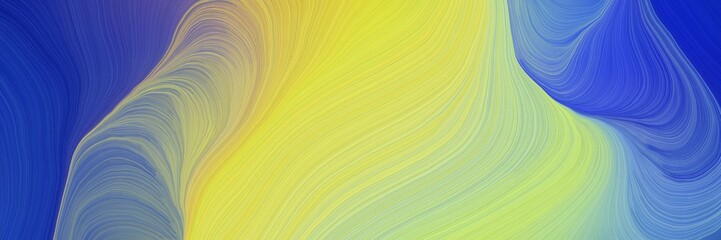 Fototapete - colorful vibrant background graphic with modern soft curvy waves background design with dark khaki, strong blue and corn flower blue color