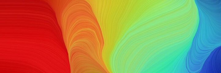 Poster - colorful vibrant abstract art waves graphic with abstract waves illustration with dark khaki, strong red and pastel green color
