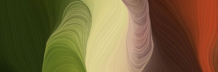 Poster - colorful vibrant abstract artistic waves graphic with curvy background illustration with very dark green, burly wood and sienna color