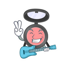 Poster - Pink blusher musician cartoon design playing a guitar