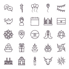 Sticker - Indian line style icon set vector design