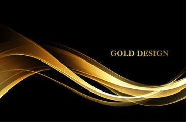 Fototapete - Abstract shiny color gold wave design element