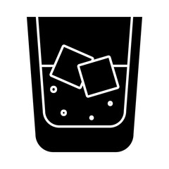 Poster - glass with ice cubes icon, silhouette style