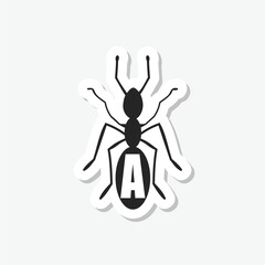 Sticker - Ant animal sticker sign isolated on gray background