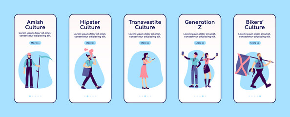 Poster - subculture onboarding mobile app screen flat vector template