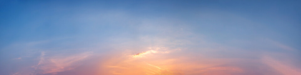 Wall Mural - panorama of dramatic vibrant color with beautiful cloud of sunrise and sunset. panoramic image.
