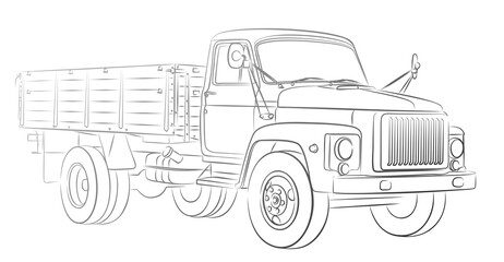 Sticker - Sketch of the big old dump truck.