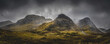 The Three Sisters Mountains, Glencoe in the Scottish highlands. Famous three peaks of Glencoe. 