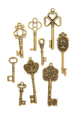 Wall Mural - Vintage Keys Collection Isolated On White Background