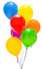 Colored balloons on a white isolated background